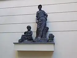 Sousoší na budově první české vzájemné pojišťovny ve Spálené ul. v Praze