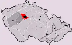 Pražská plošina na mapě Česka