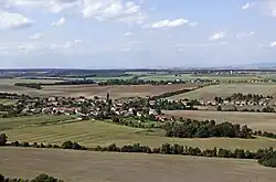 Letecký pohled na Přelíc od jihovýchodu