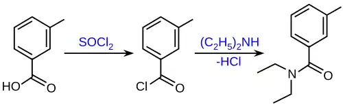 Příprava diethyltoluamidu