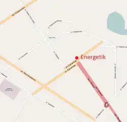 Umístění pálace kultury Energetik mapě Pripjatě