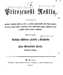 Titulní list 1. oddílu z roku 1820