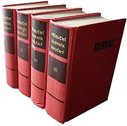Čtyři díly Příručního slovníku naučného