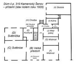 Situační plánek zděného přízemí