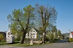 Lípy a křížek v obci