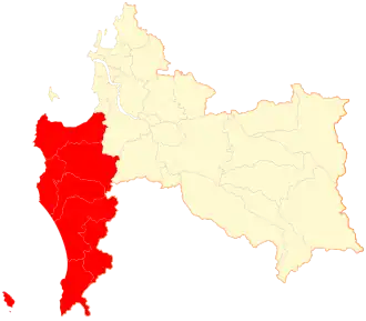 Provincie Arauco na mapě regionu Bío-Bío