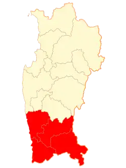Provincie Choapa na mapě regionu Coquimbo
