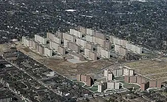 Sídliště Pruitt-Igoe v St. Louis v americkém Missouri, postavené na konci 50. let.