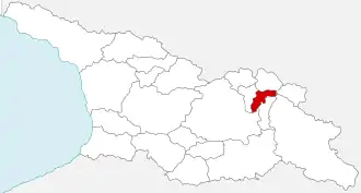 Poloha historické oblasti Pšavi na mapce Gruzie