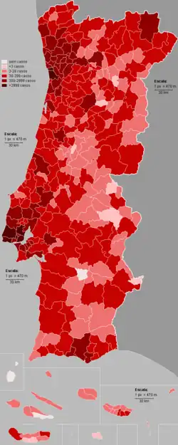 Mapa obcí s potvrzenými případy onemocnění (k 19. říjnu 2020)