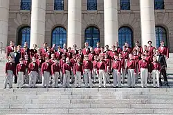 Pueri gaudentes před budovou parlamentu v Helsinkách (2019)