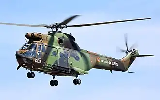 SA 330 Puma francouzského armádního letectva při vystoupení na RIAT v roce 2010