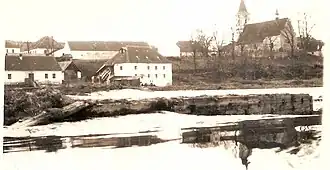 Purkarecký jez a Purkarec v roce 1960