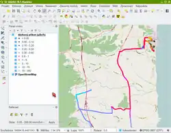 ukázka Safecast dat v QGISu
