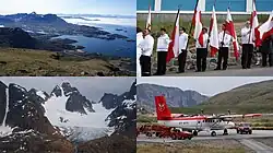 Zleva doprava: Davisův průliv, Sisimiut, Sermersut, Letiště Kangerlussuaq