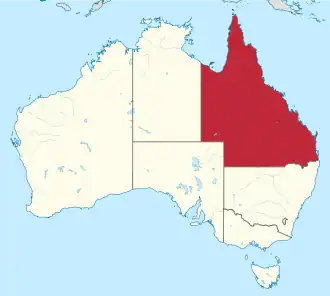 Poloha Queenslandu na mapě Austrálie