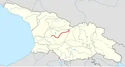 Tok řeky Kvirila v Gruzii