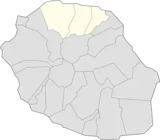 Arrondissement na mapě Réunionu