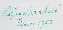 Růžena Nasková – podpis