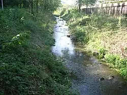 Radotínský potok u pěší stezky v Radotíně