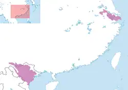 mapa rozšíření kožnatky Swinhoeovy