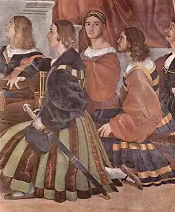 Raffaelův autoportrét (uprostřed)