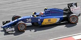 Rezervní jezdec Raffaele Marciello řídící vůz C34 při prvním volném pátečním tréninku před Grand Prix Malajsie 2015.