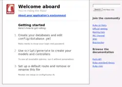 Výchozí stránka Rails