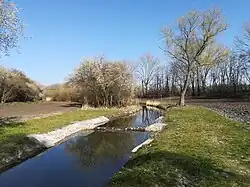 Dunávka u Rajhradic, jez z roku 2019