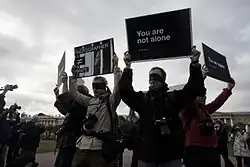 Manifestace na podporu zatčeného Denise Siňjakova, Petrohrad, foto: Valja Egoršin, 13. října 2013
