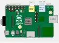 Umístění konektorů a hlavních obvodů na Raspberry Pi 1 Model A