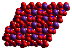 Rubidium: fialový; Dusík: modrý; Kyslík: červený