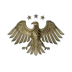 Státní znak Sýrie (od 2025; plastické zpracování)