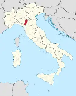 Provincie Reggio Emilia na mapě Itálie