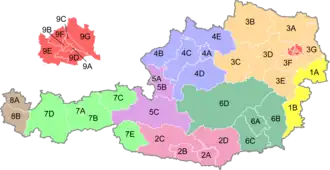 Mapa regionálních a zemských volebních obvodů