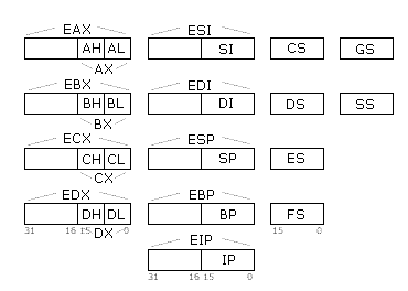 Registry procesorů x86