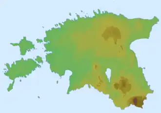 mapa reliéfu Estonska