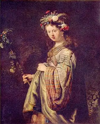 Saskia jako Flora, olej na plátně, 1634, Ermitáž