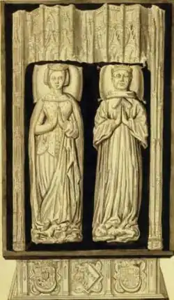 Náhrobek Reného I. a jeho první choti Izabely v katedrále v Angers, zničen 1794