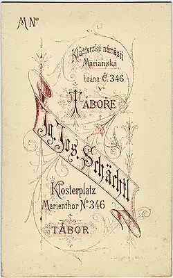 Zadní strana fotografie z roku 1877