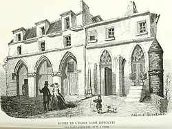 Pozůstatky kostela v roce 1857