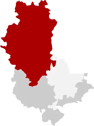 Arrondissement na mapě departementu Rhône