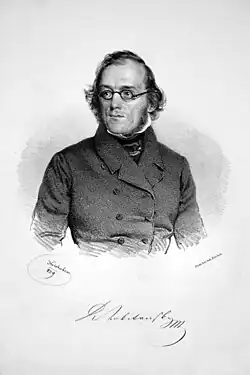 Karel Rokytanský na litografii Josefa Kriehubera (1839)