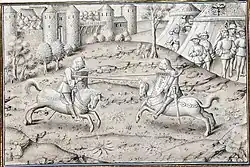 Souboj Rolanda s Olivierem, miniatura Davida Auberta (kolem 1458-1474)