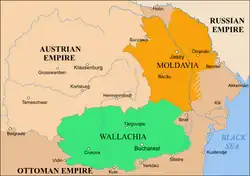 Moldavské knížectví (oranžová) v letech 1793–1812