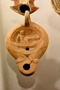 Římská olejová lampa s erotickým motivem