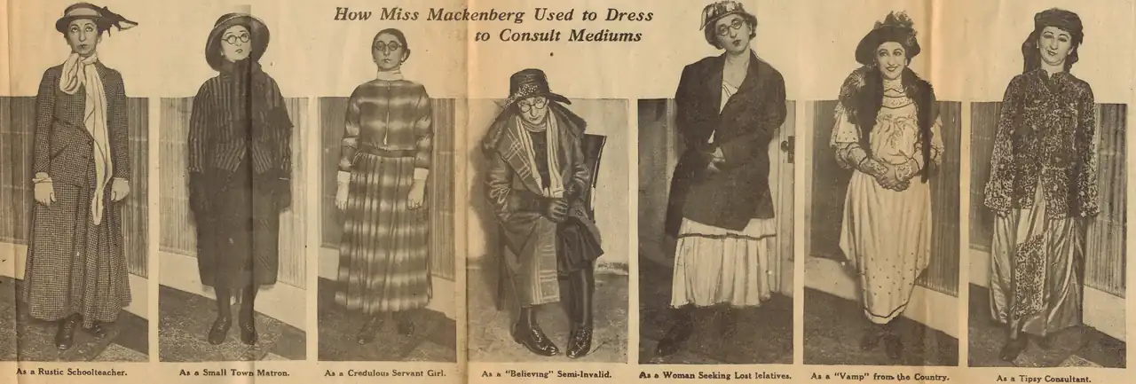 Převleky Rose Mackenberg při seancích