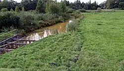 Horní tok Rovėji za hrází Papilyského rybníka v Garšviajích