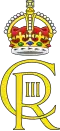 Královský monogram Karla III., s Tudorovskou korunou