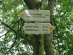 rozcestník u letiště Točná